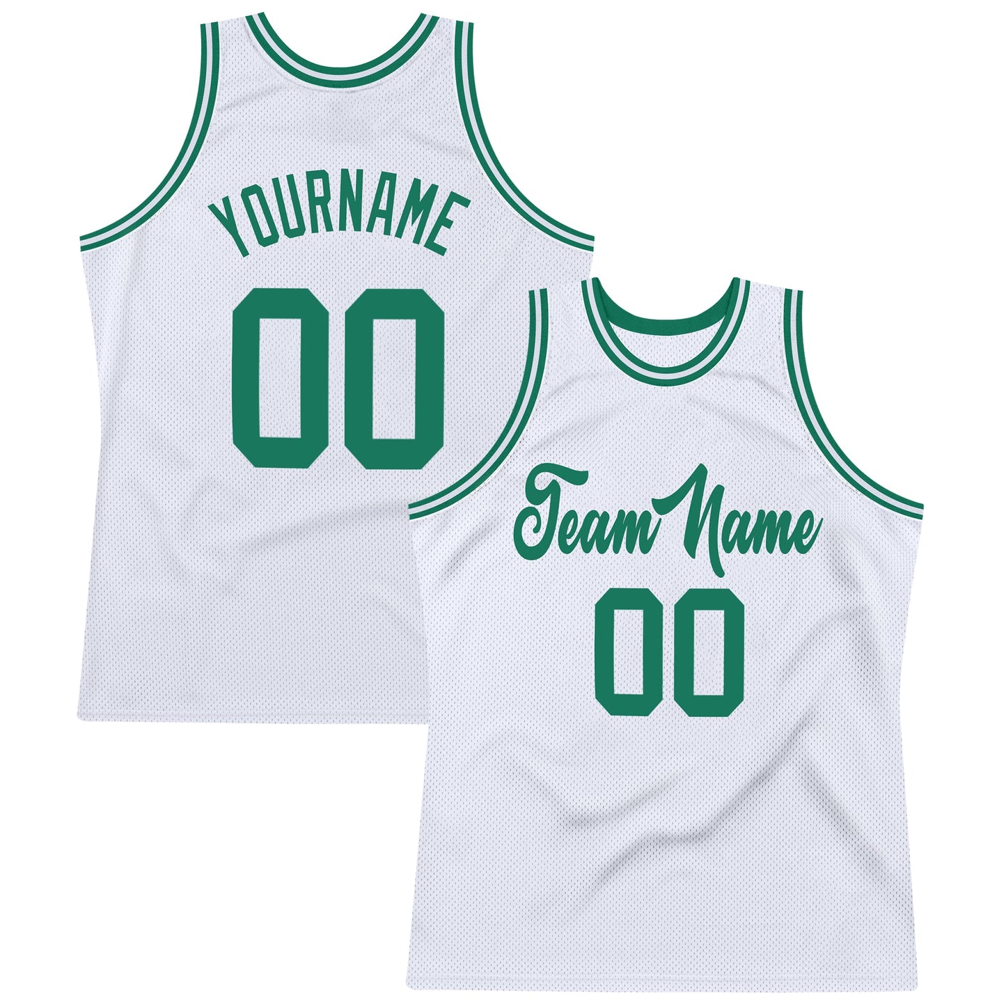 Custom White Kelly Green Authentic Throwback Basketball Jersey - Sky-Custom