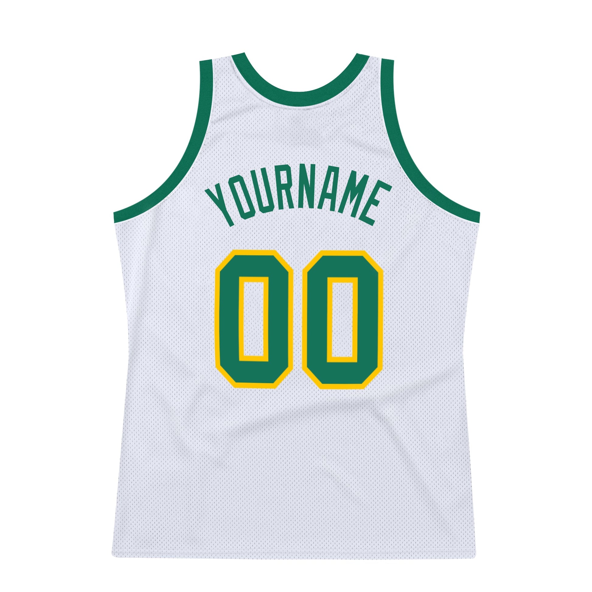 Custom White Kelly Green-Gold Authentic Throwback Basketball Jersey - Sky-Custom
