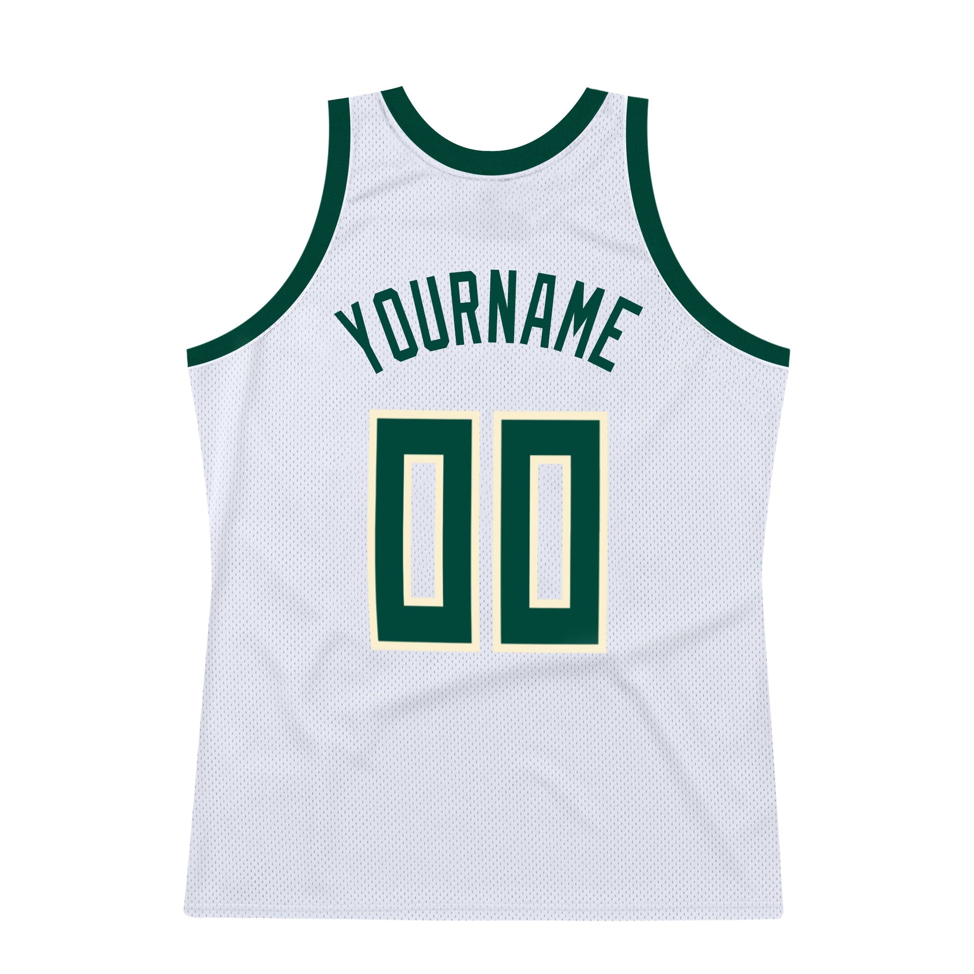 Custom White Hunter Green-Cream Authentic Throwback Basketball Jersey - Sky-Custom