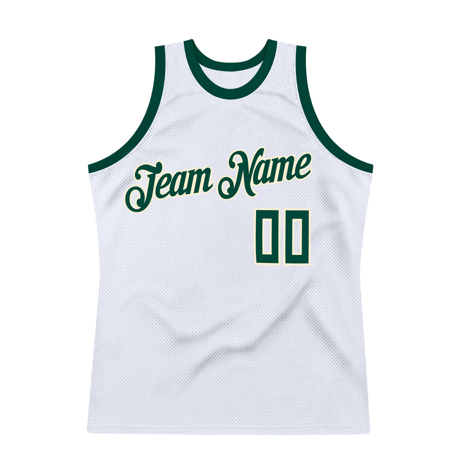Custom White Hunter Green-Cream Authentic Throwback Basketball Jersey - Sky-Custom