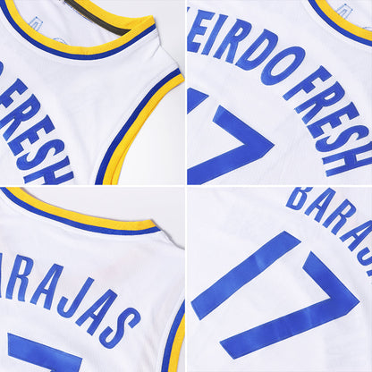 Custom White Royal-Red Authentic Throwback Basketball Jersey - Sky-Custom