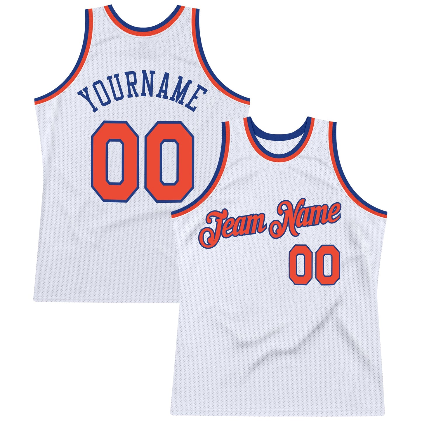 Custom White Orange-Royal Authentic Throwback Basketball Jersey - Sky-Custom