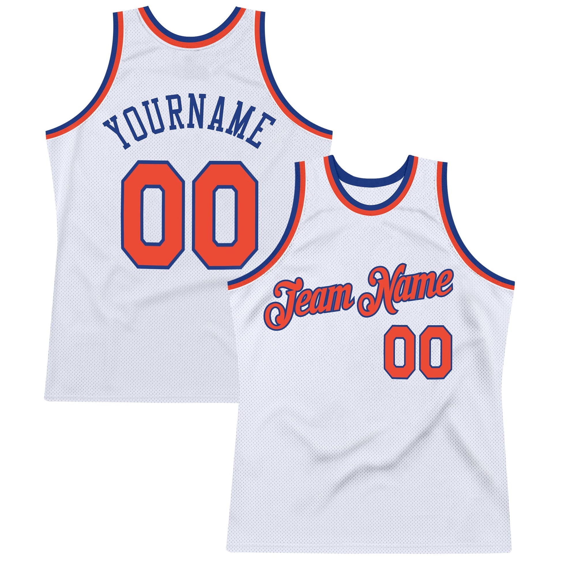 Custom White Orange-Royal Authentic Throwback Basketball Jersey - Sky-Custom