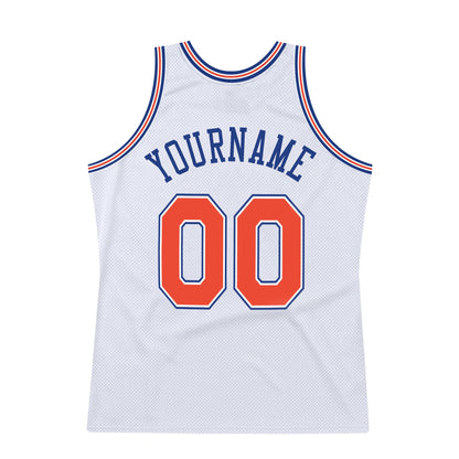 Custom White Orange-Royal Authentic Throwback Basketball Jersey - Sky-Custom