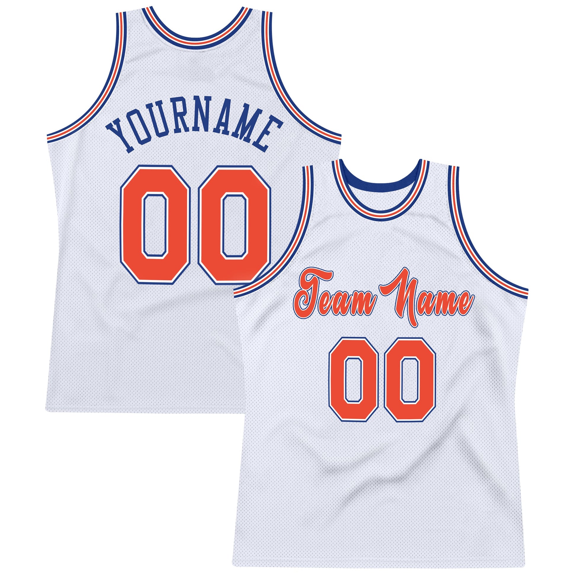 Custom White Orange-Royal Authentic Throwback Basketball Jersey - Sky-Custom