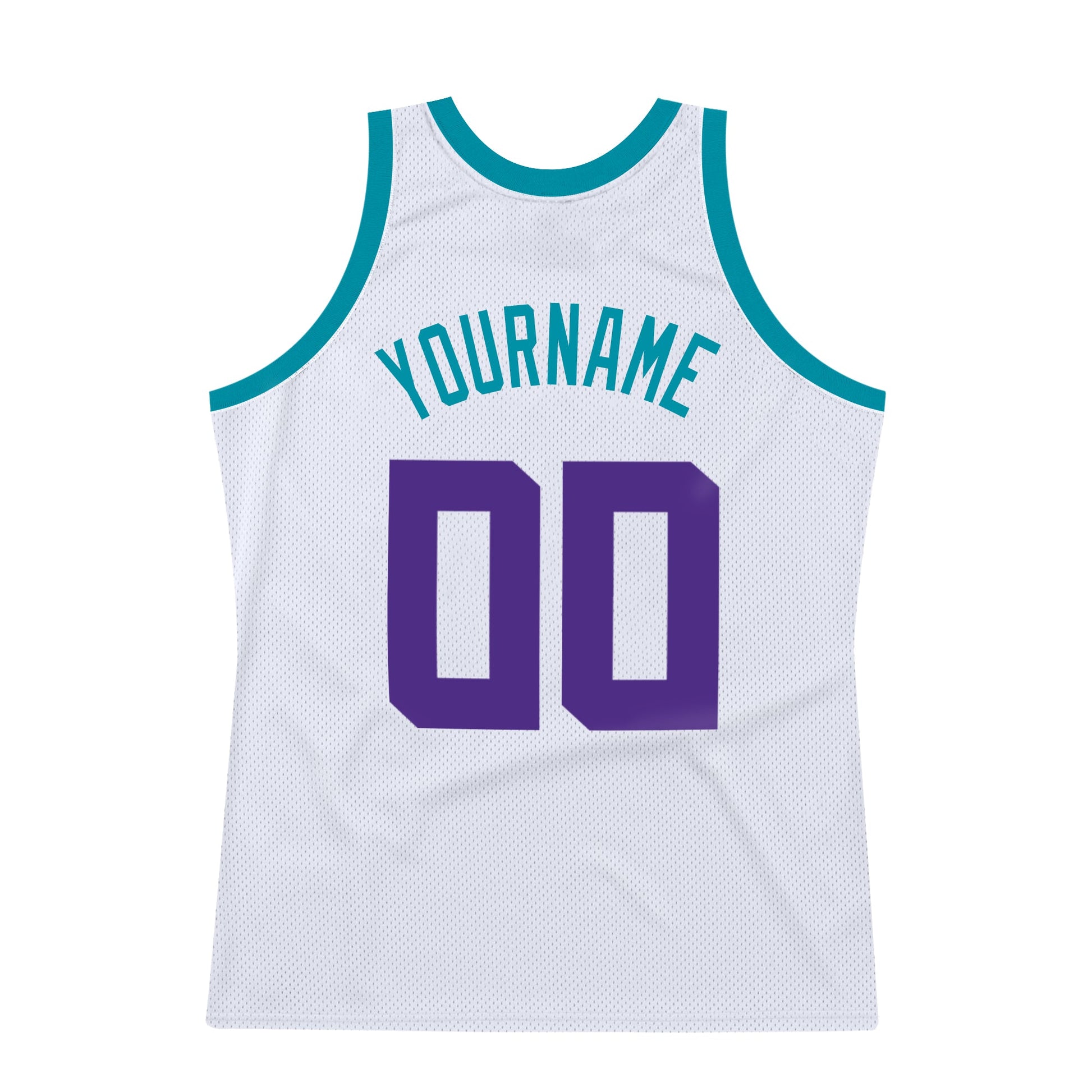 Custom White Purple-Teal Authentic Throwback Basketball Jersey - Sky-Custom