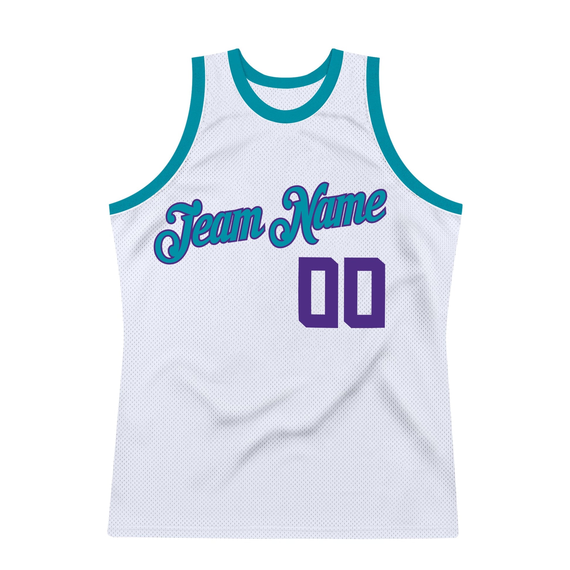 Custom White Purple-Teal Authentic Throwback Basketball Jersey - Sky-Custom