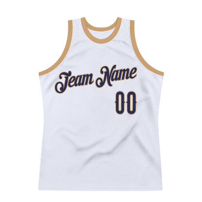 Custom White Navy-Old Gold Authentic Throwback Basketball Jersey - Sky-Custom