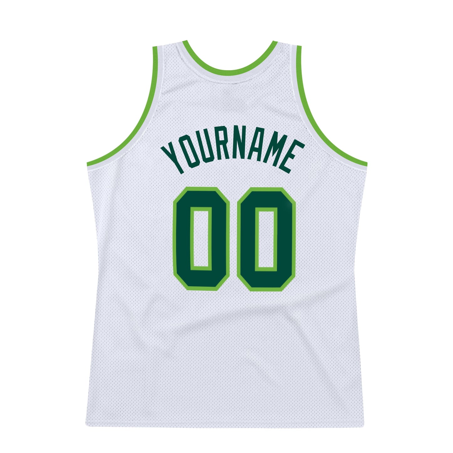 Custom White Hunter Green-Neon Green Authentic Throwback Basketball Jersey - Sky-Custom