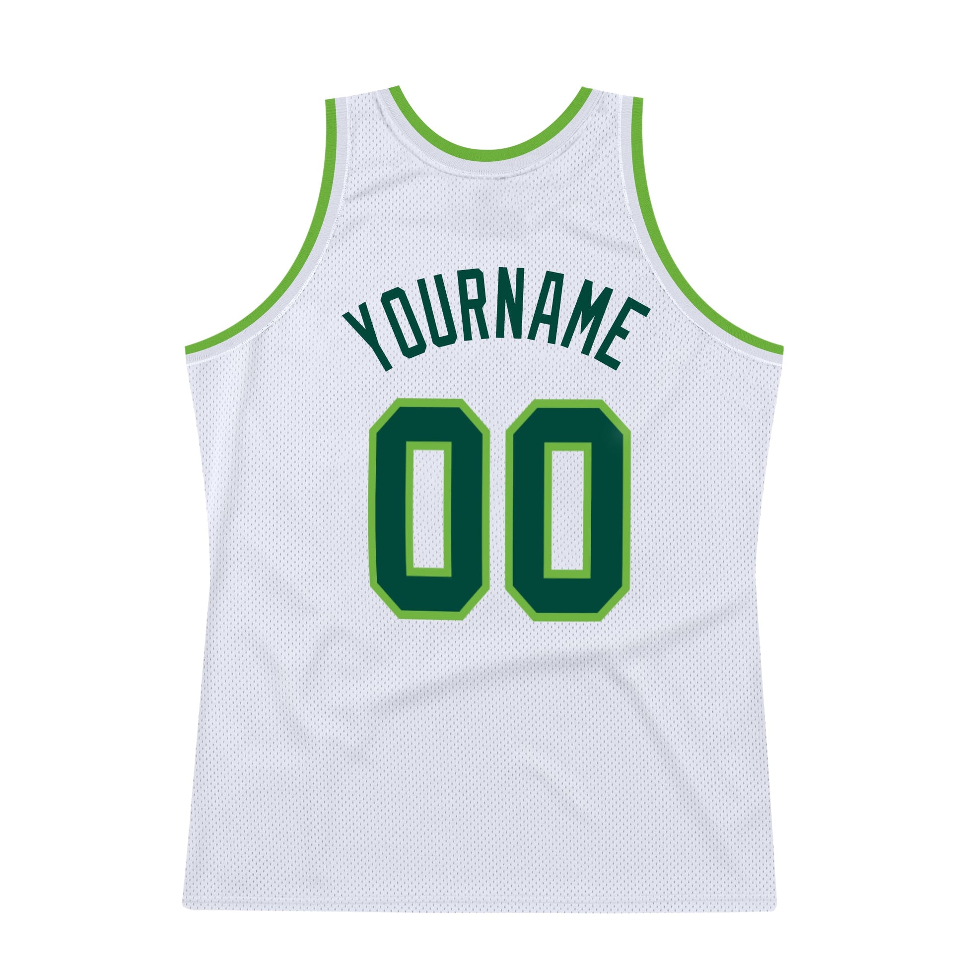 Custom White Hunter Green-Neon Green Authentic Throwback Basketball Jersey - Sky-Custom