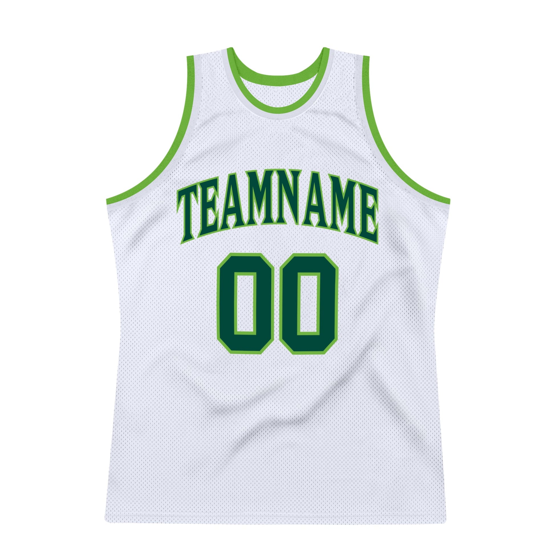 Custom White Hunter Green-Neon Green Authentic Throwback Basketball Jersey - Sky-Custom