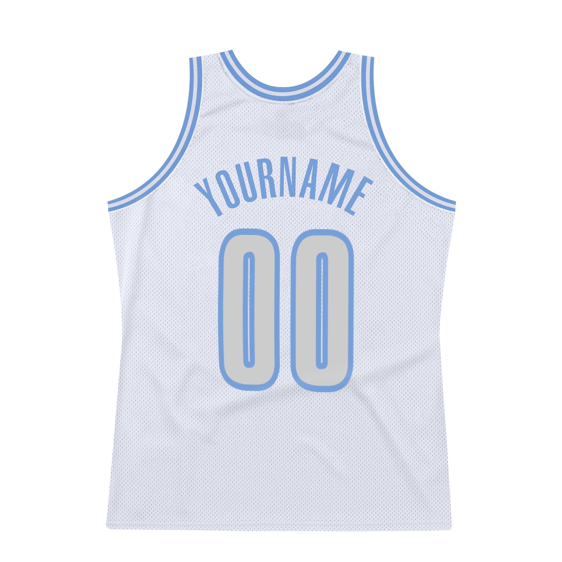 Custom White Light Gray-Light Blue Authentic Throwback Basketball Jersey - Sky-Custom
