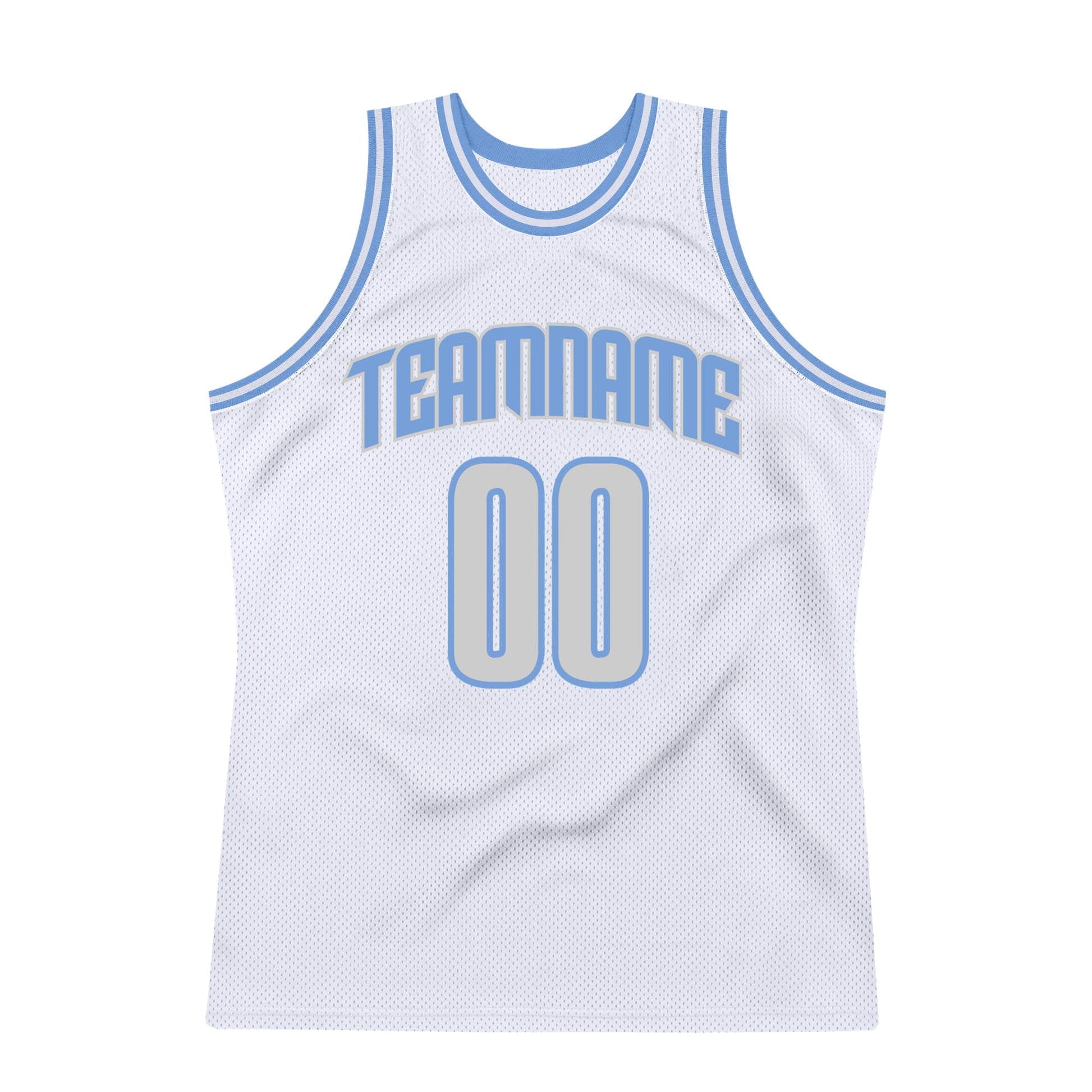 Custom White Light Gray-Light Blue Authentic Throwback Basketball Jersey - Sky-Custom