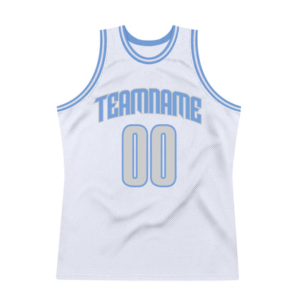 Custom White Light Gray-Light Blue Authentic Throwback Basketball Jersey - Sky-Custom