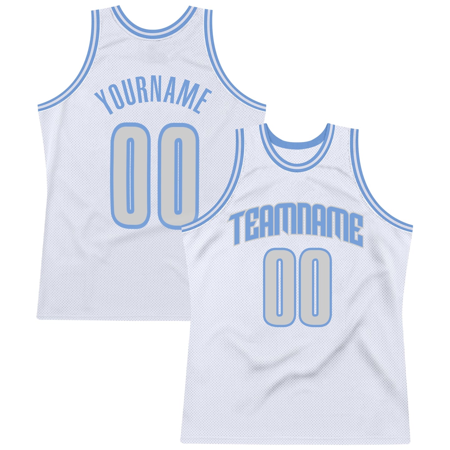 Custom White Light Gray-Light Blue Authentic Throwback Basketball Jersey - Sky-Custom