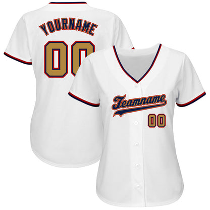 Custom White Old Gold-Navy Authentic Baseball Jersey - Sky-Custom