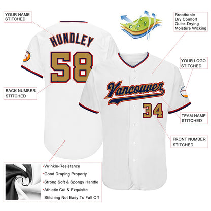 Custom White Old Gold-Navy Authentic Baseball Jersey - Sky-Custom