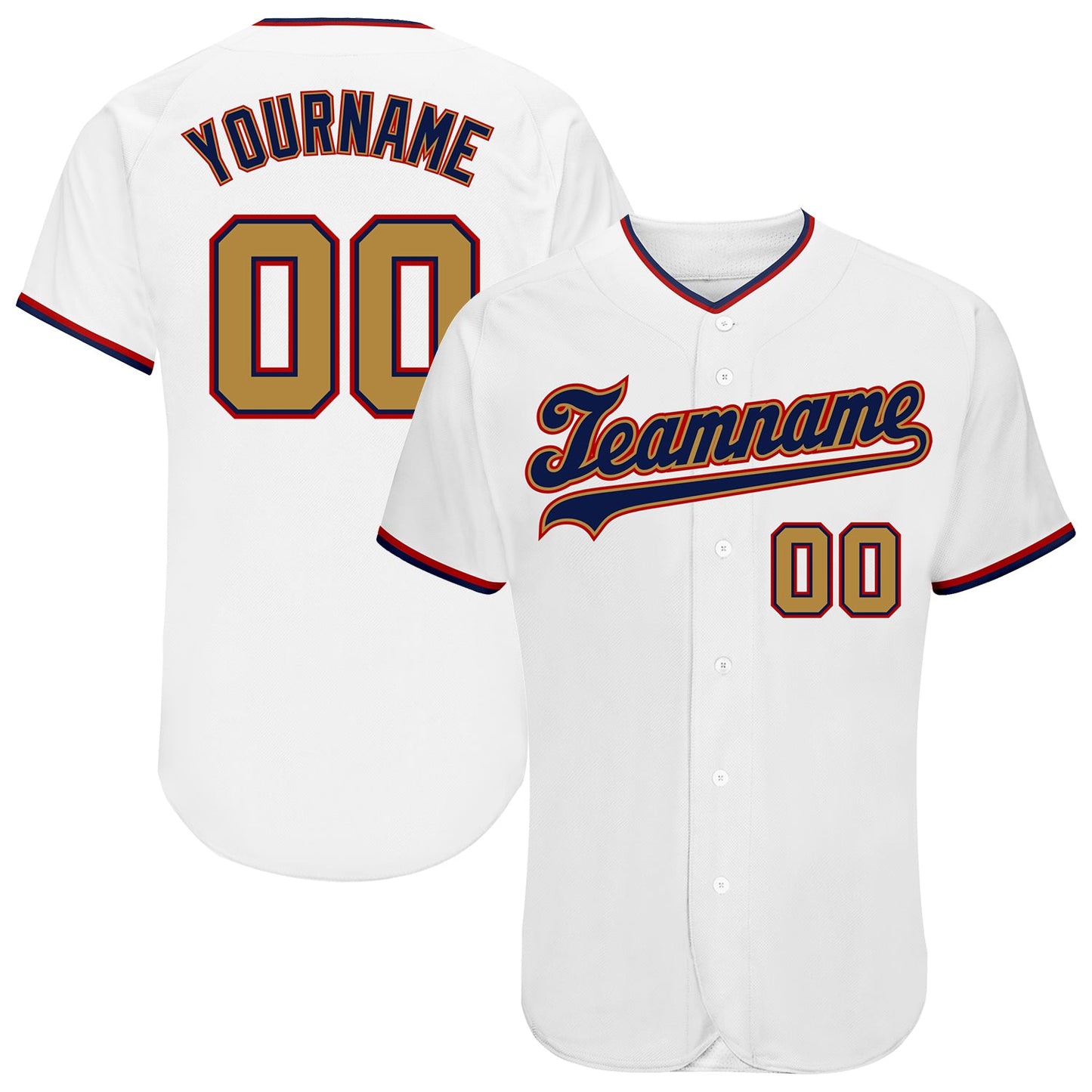 Custom White Old Gold-Navy Authentic Baseball Jersey - Sky-Custom