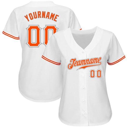 Custom White Orange-Gray Authentic Baseball Jersey - Sky-Custom