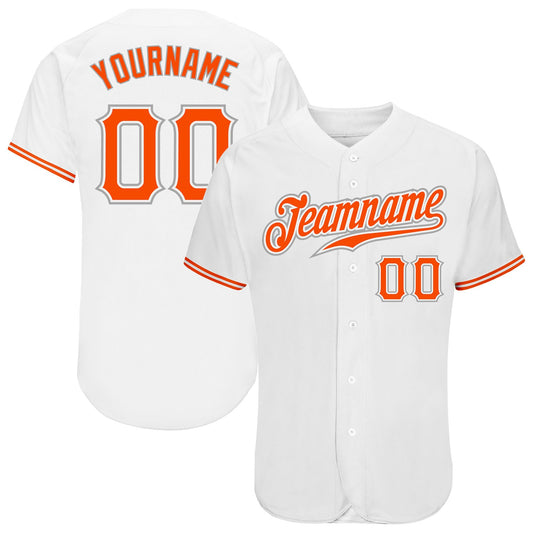 Custom White Orange-Gray Authentic Baseball Jersey - Sky-Custom