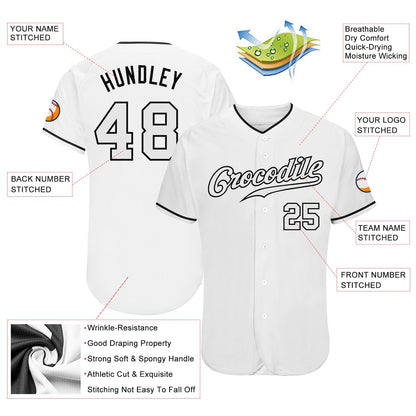Custom White White-Black Authentic Baseball Jersey - Sky-Custom