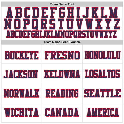 Custom White Navy-Red Mesh Authentic Throwback Football Jersey - Sky-Custom