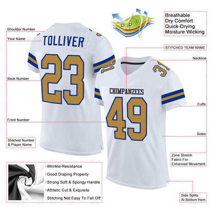 Custom White Old Gold-Royal Mesh Authentic Football Jersey - Sky-Custom