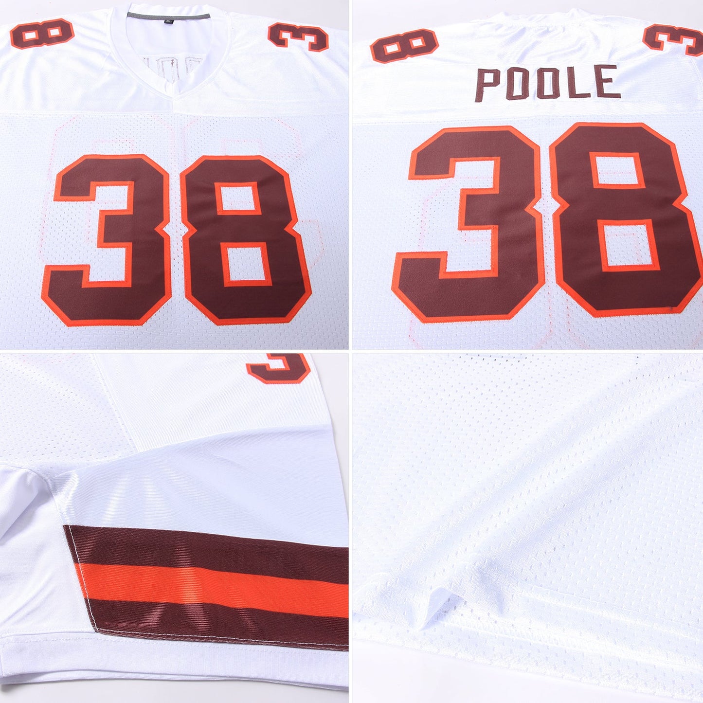 Custom White Brown-Orange Mesh Authentic Football Jersey - Sky-Custom