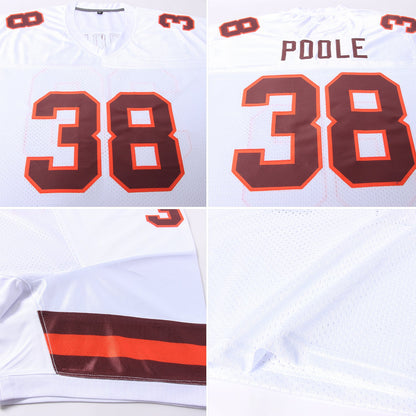 Custom White Brown-Orange Mesh Authentic Football Jersey - Sky-Custom
