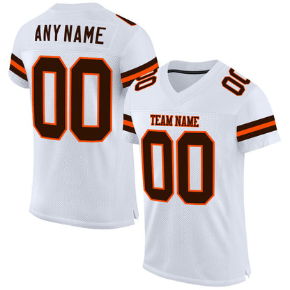 Custom White Brown-Orange Mesh Authentic Football Jersey - Sky-Custom