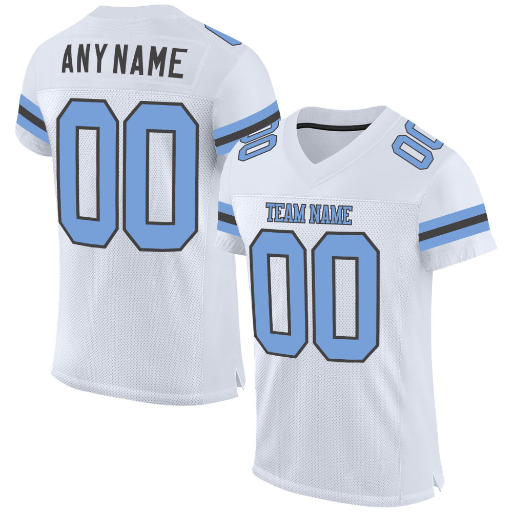 Custom White Light Blue-Steel Gray Mesh Authentic Football Jersey - Sky-Custom