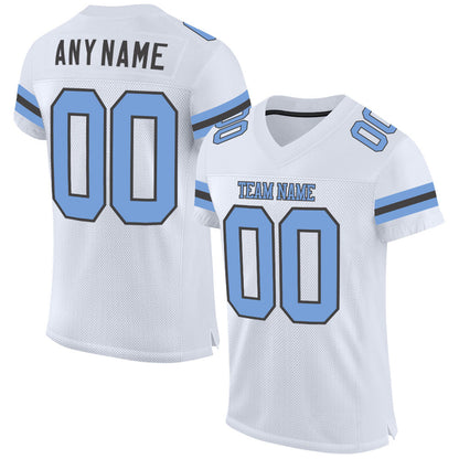 Custom White Light Blue-Steel Gray Mesh Authentic Football Jersey - Sky-Custom
