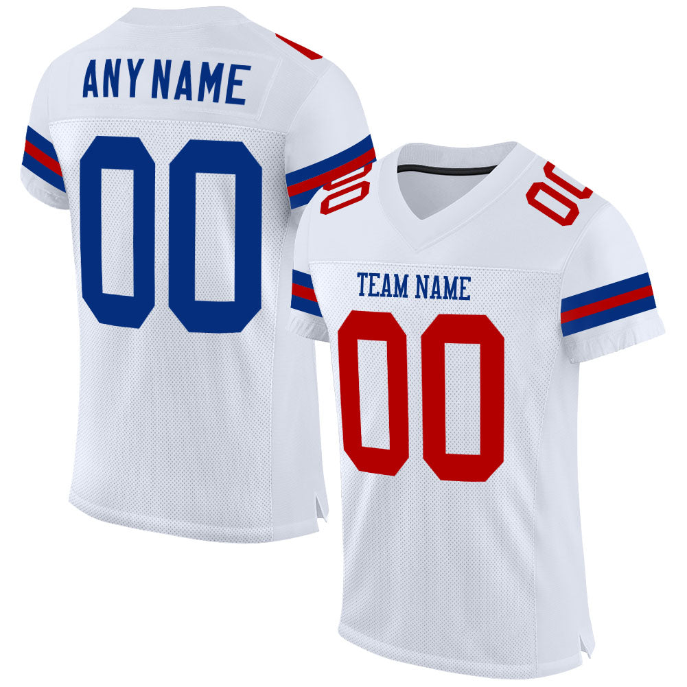 Custom White Royal-Red Mesh Authentic Football Jersey - Sky-Custom