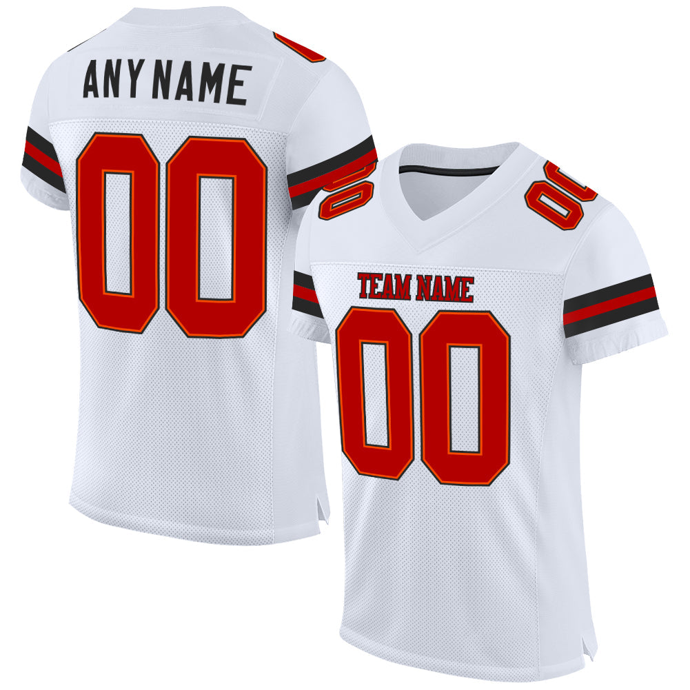 Custom White Red-Black Mesh Authentic Football Jersey - Sky-Custom