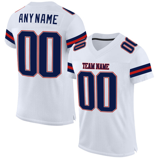 Custom White Navy-Scarlet Mesh Authentic Football Jersey - Sky-Custom