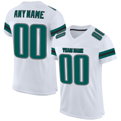 Custom White Midnight Green-Black Mesh Authentic Football Jersey - Sky-Custom