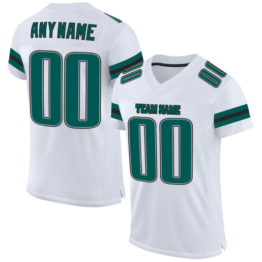 Custom White Midnight Green-Black Mesh Authentic Football Jersey - Sky-Custom