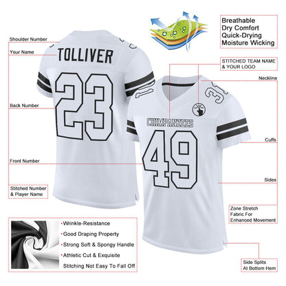 Custom White White-Black Mesh Authentic Football Jersey - Sky-Custom