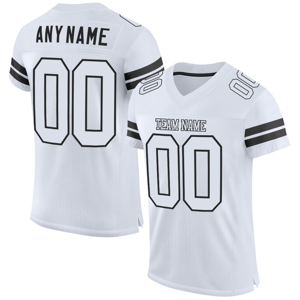 Custom White White-Black Mesh Authentic Football Jersey - Sky-Custom