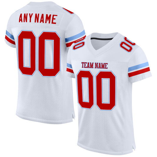 Custom White Red-Light Blue Mesh Authentic Football Jersey - Sky-Custom