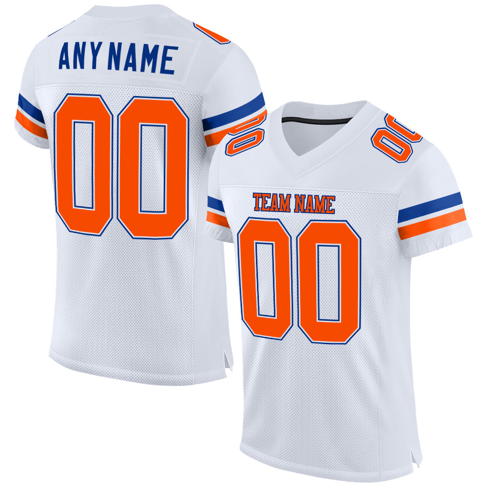 Custom White Orange-Royal Mesh Authentic Football Jersey - Sky-Custom