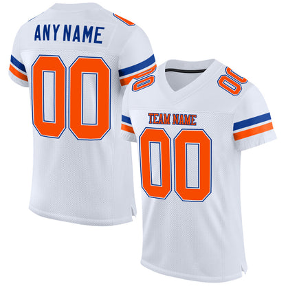 Custom White Orange-Royal Mesh Authentic Football Jersey - Sky-Custom