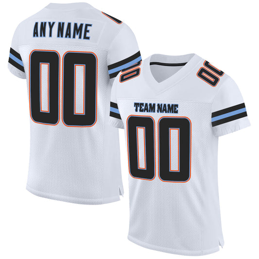 Custom White Black-Powder Blue Mesh Authentic Football Jersey - Sky-Custom