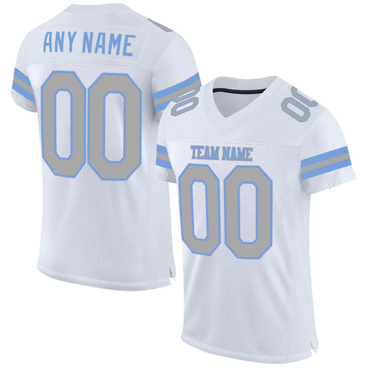 Custom White Gray-Light Blue Mesh Authentic Football Jersey - Sky-Custom