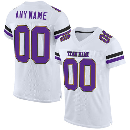 Custom White Purple-Old Gold Mesh Authentic Football Jersey - Sky-Custom