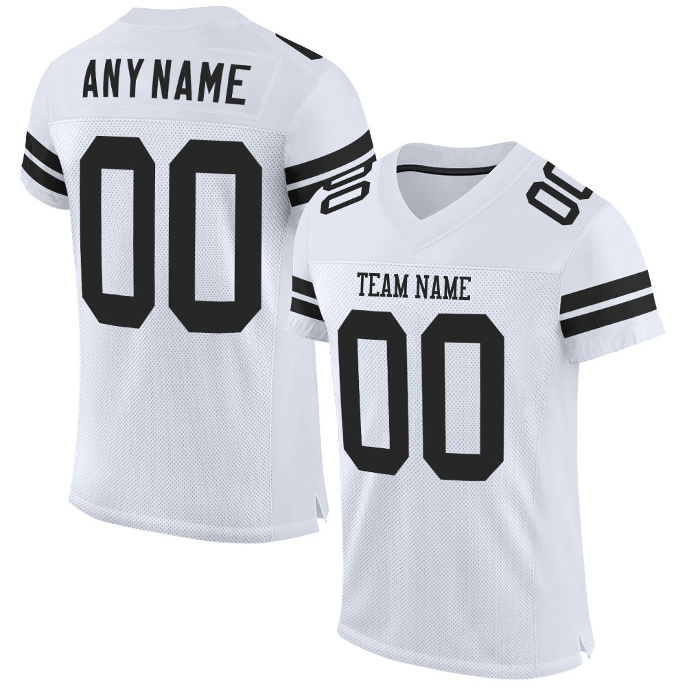 Custom White Black Mesh Authentic Football Jersey - Sky-Custom