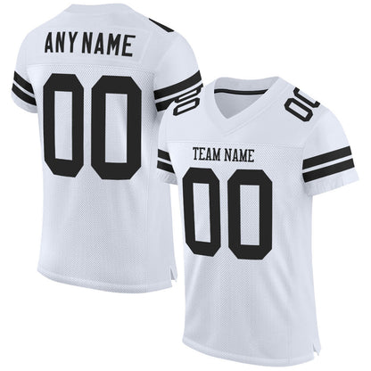 Custom White Black Mesh Authentic Football Jersey - Sky-Custom