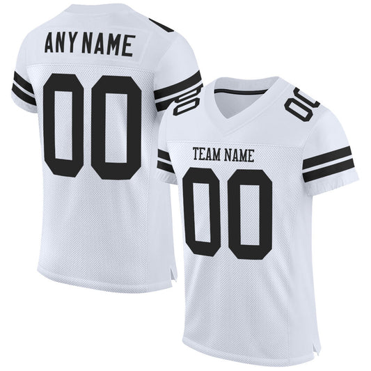 Custom White Black Mesh Authentic Football Jersey - Sky-Custom