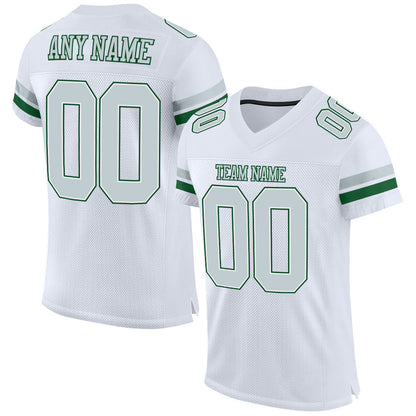 Custom White Silver-Green Mesh Authentic Football Jersey - Sky-Custom