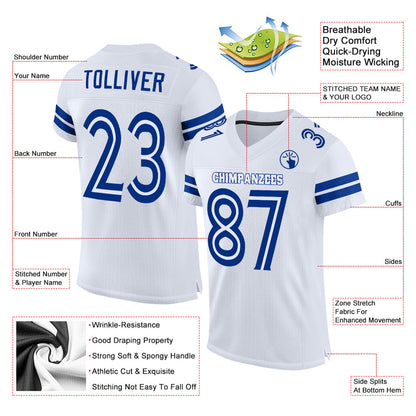 Custom White White-Royal Mesh Authentic Football Jersey - Sky-Custom